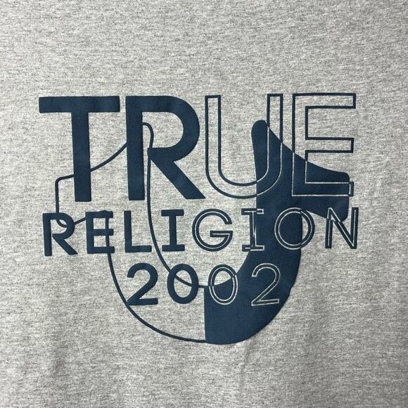 True Religion T Shirt Men’s Two Tone‎ Logo Crewneck Tee Size 2XL - Picture 8 of 9